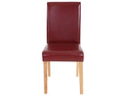 Dormeva faux leather dining chair, set of 6, brown and red faux leather, light legs, NSXN04858