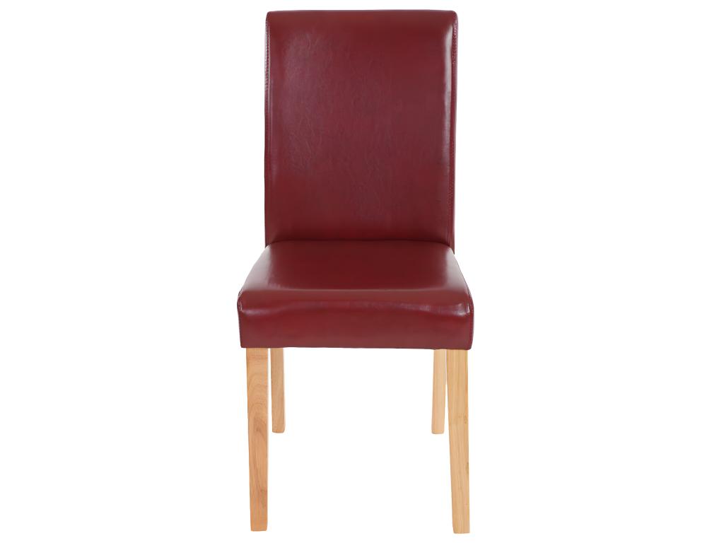 Dormeva faux leather dining chair, set of 6, brown and red faux leather, light legs, NSXN04858