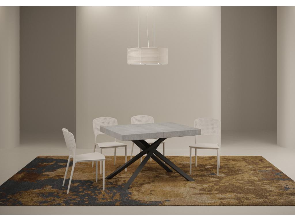 Karida extendable table 80x120/204 cm, concrete grey with anthracite legs OZTW65317
