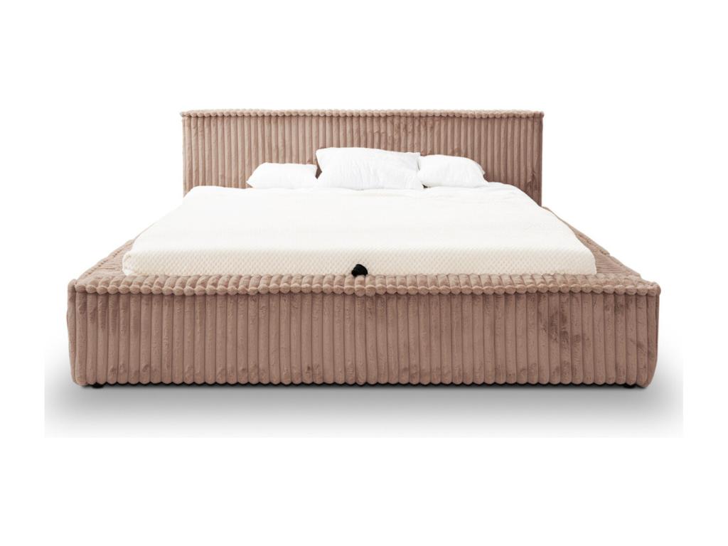 Upholstered bed with storage - 140x200 - double bed - ribbed - brown - Dormeva ILKK33652