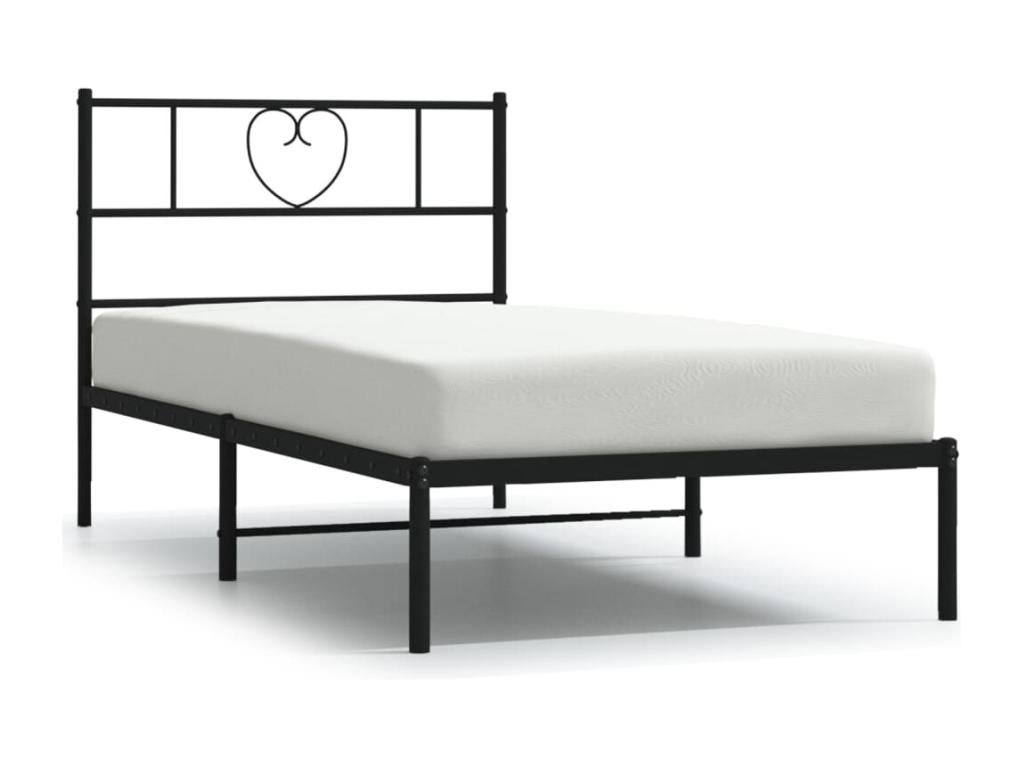Metal bed frame with black headboard 75x190 cm MIKV58408