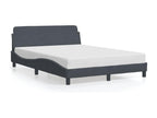 Dark grey velvet bed frame without mattress, 140x200 cm, HQDP01900