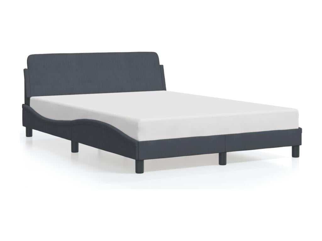 Dark grey velvet bed frame without mattress, 140x200 cm, HQDP01900