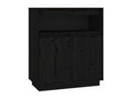 Black Buffet 70x34x80 cm Solid Pine Wood QQKY26379