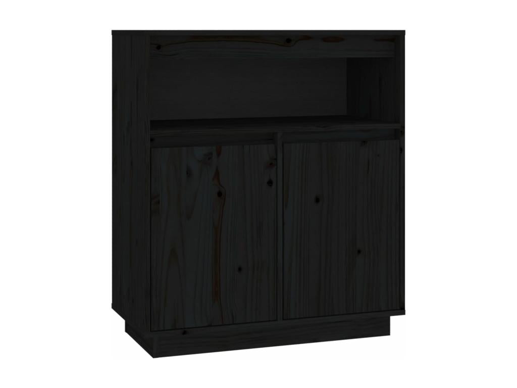 Black Buffet 70x34x80 cm Solid Pine Wood QQKY26379