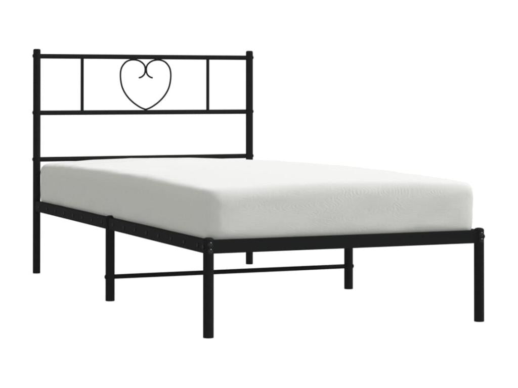 Metal bed frame with black headboard 75x190 cm MIKV58408