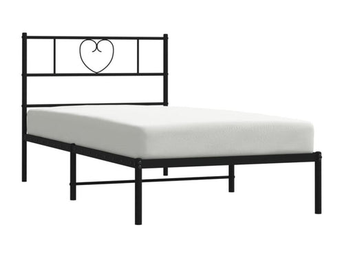 Metal bed frame with black headboard 75x190 cm MIKV58408