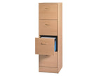 4-Drawer Filing Cabinet for 100 Hanging Files, W 41.4 H 140.4 D 44 cm - Beech Colour KKCB77973