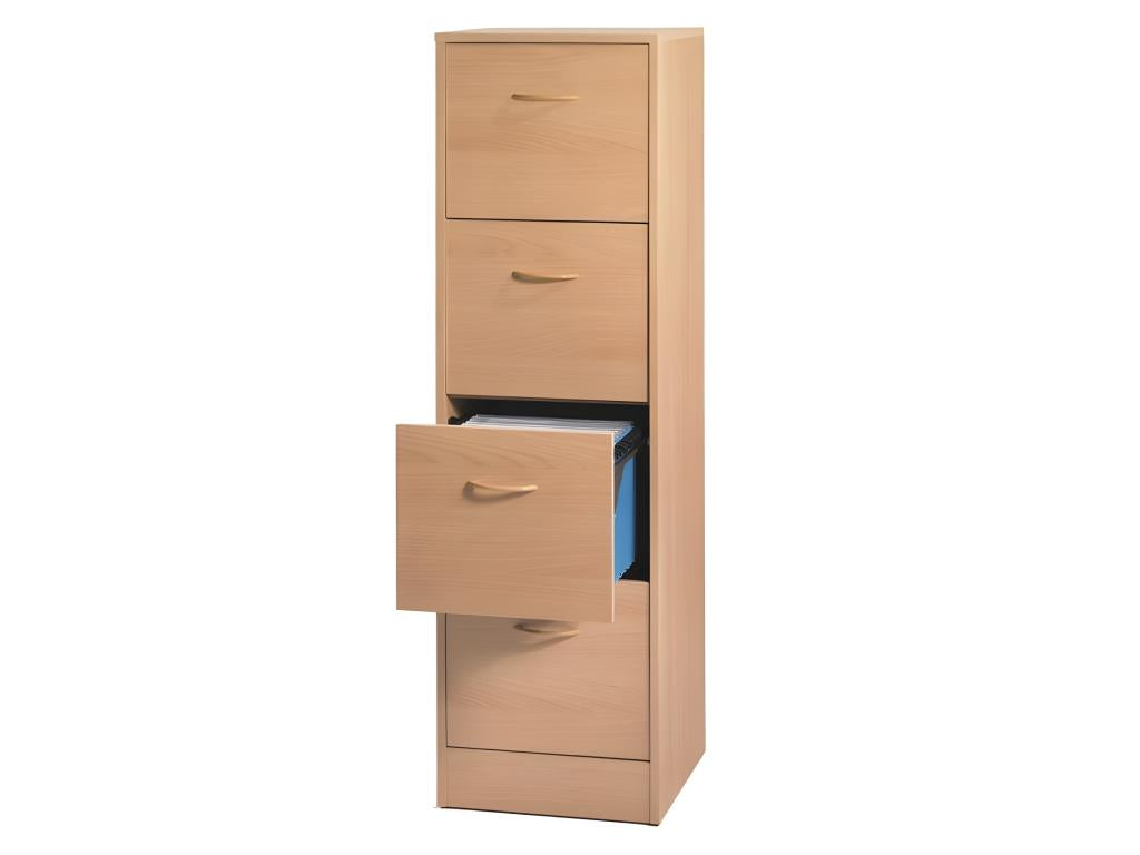 4-Drawer Filing Cabinet for 100 Hanging Files, W 41.4 H 140.4 D 44 cm - Beech Colour KKCB77973