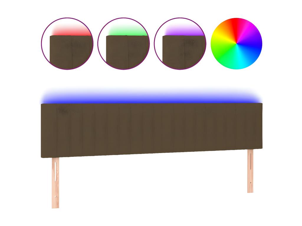 LED Headboard, Dark Brown, 200x5x78/88 cm, Fabric PSBA55873