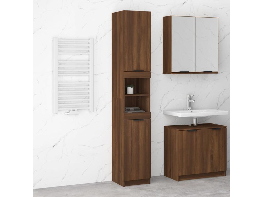 Armoire de bain Chêne marron 32x34x188.5 Bois d'ingénierie FVNT88702