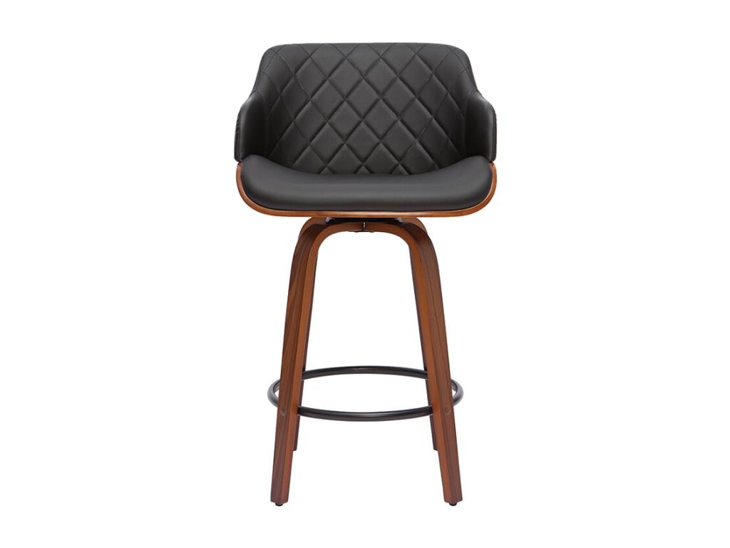 Dormeva ZALB59170 360° Swivel Designer Bar Stool, Black and Dark Wood, H65 cm