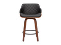 Dormeva ZALB59170 360° Swivel Designer Bar Stool, Black and Dark Wood, H65 cm