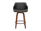 Dormeva ZALB59170 360° Swivel Designer Bar Stool, Black and Dark Wood, H65 cm