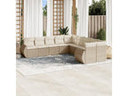 Garden furniture set with cushions, 10 pieces, beige woven resin, BNMS70810