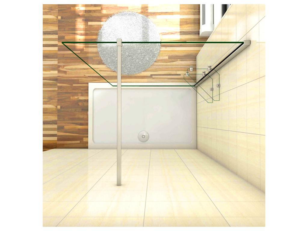 Walk-in shower enclosure 70x190cm with shelves and 90cm square support bar in 8mm anti-limescale glass LAPB37208