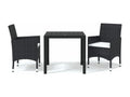 3-Piece Garden Dining Set and Cushions, Black Wicker Resin DSYY53465