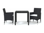 3-Piece Garden Dining Set and Cushions, Black Wicker Resin DSYY53465