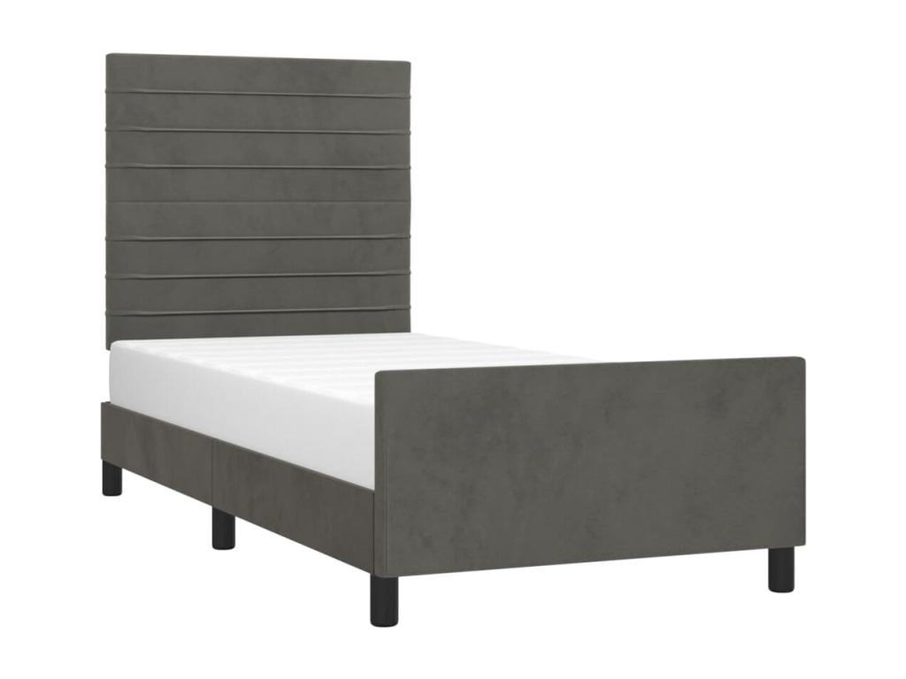 Dark grey velvet bed frame without mattress 90x190 cm RYFG99766