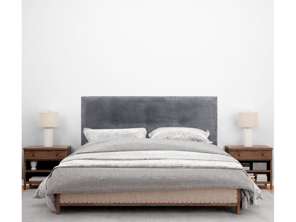Dormeva Plain Corduroy Headboard with Buttons 135x105 with Bed Legs 120/135/140 - Dark Grey VTNK80816