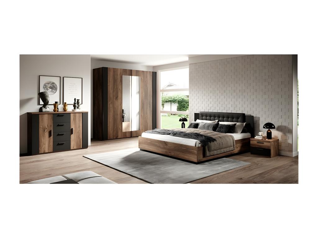 Lysvia CPEW49775 180x200 Storage Bed in Dark Oak and Black