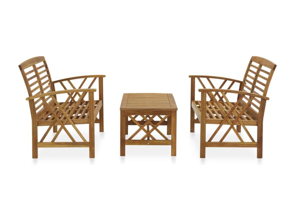3-piece garden furniture set, solid Dormeva wood, WANF41736