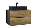 Dormeva 2-piece bathroom vanity set, Lendas S BL sink with drawer, anthracite/honey oak TSOK89461