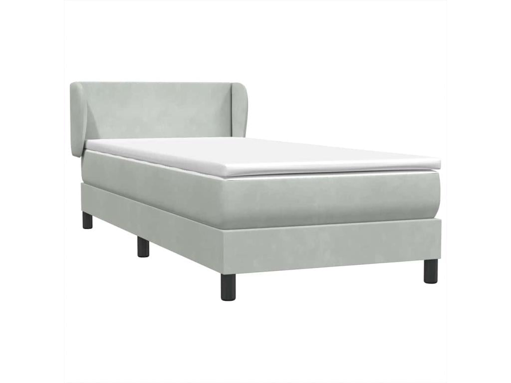Dormeva bed base and light grey 90x220 cm velvet mattress DGGG21755