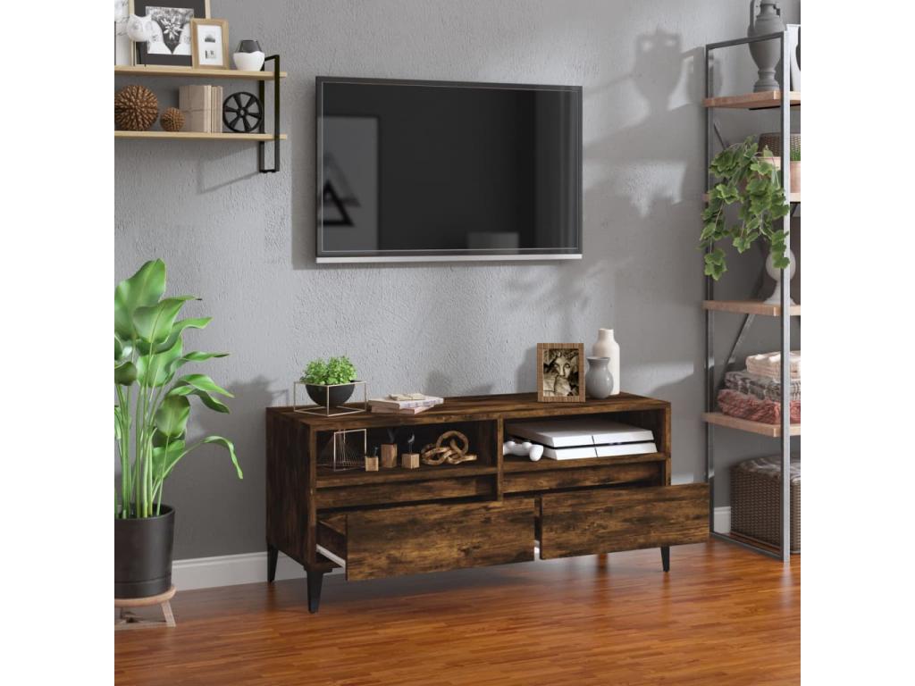 Smoked oak TV stand 100x34.5x44.5 cm engineered wood YRTQ49125