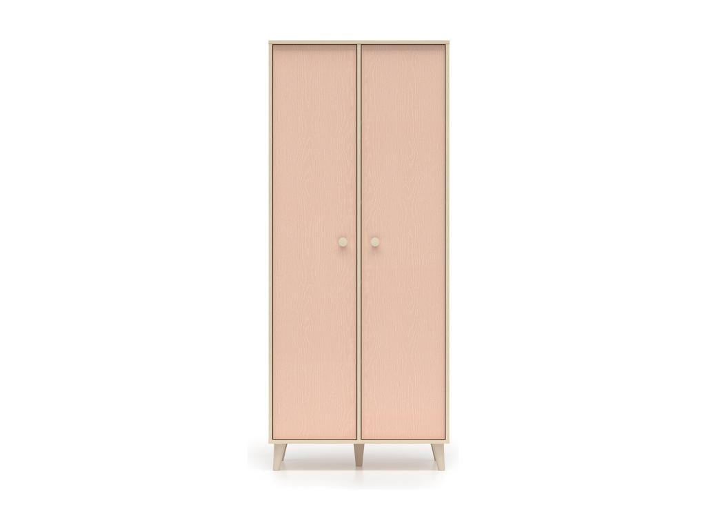 Armoire 2 portes Lysvia Beige et Rose HVZA63147