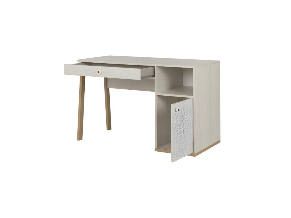 Dormeva YXNE62578 Desk with 1 Door and 1 Drawer, Whitewashed Wood