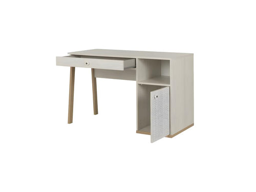 Dormeva YXNE62578 Desk with 1 Door and 1 Drawer, Whitewashed Wood
