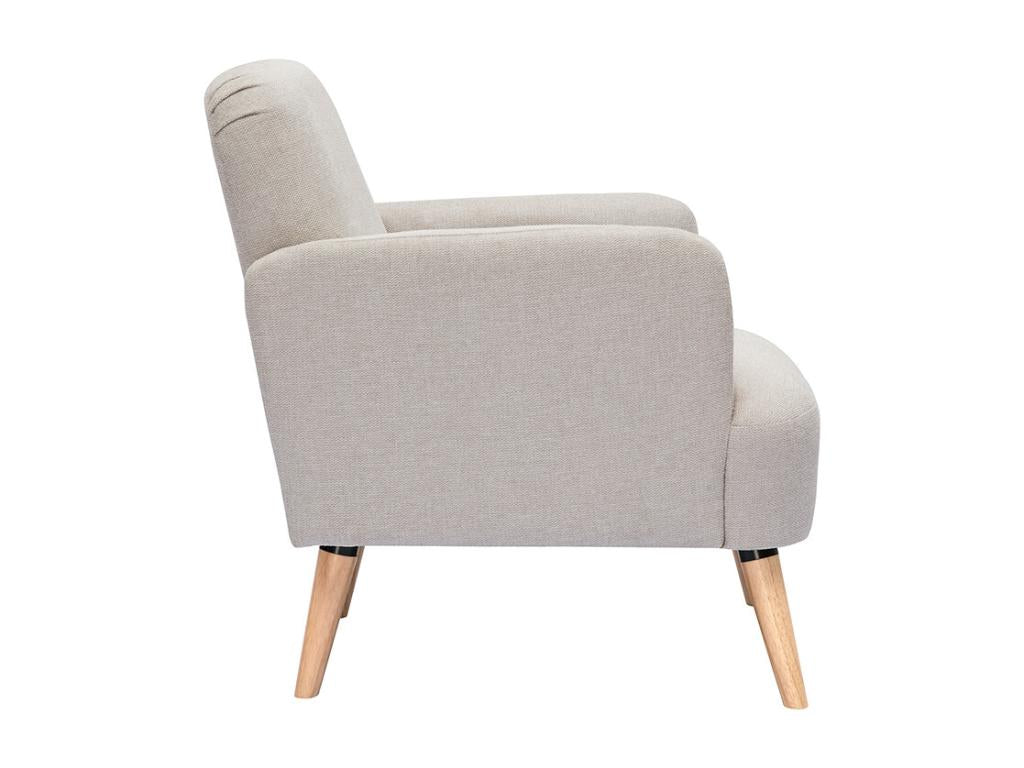 Scandinavian armchair in Zensova textured beige velvet effect and light wood Zensova VFPM60065