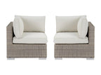 Set of 2 corner sofas in woven resin with white cushions - Dormeva CWMY55860