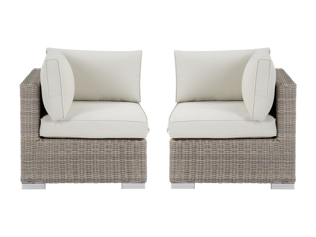 Set of 2 corner sofas in woven resin with white cushions - Dormeva CWMY55860