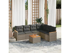 7-piece garden furniture set with cushions, grey woven resin CKVF03087