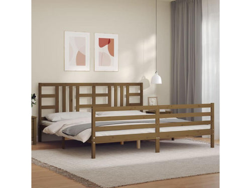 Bed frame without mattress, honey brown, 200x200 cm, solid wood, KKSR71918