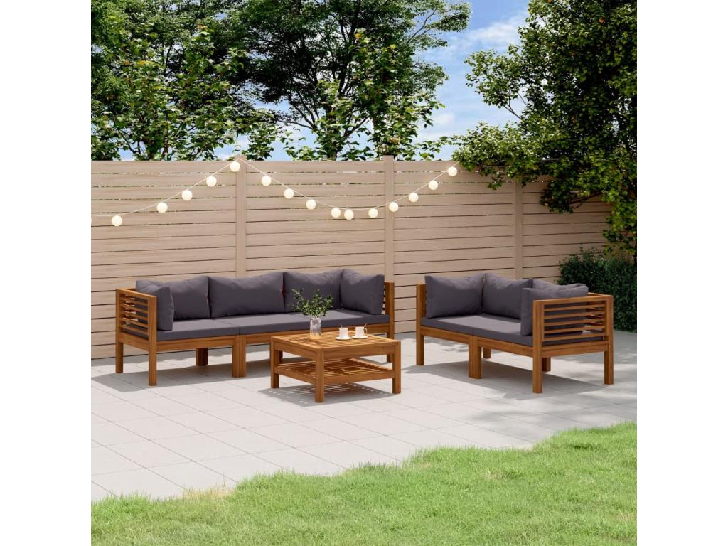 6-piece garden furniture set with cushions, solid Dormeva wood DQXR82625