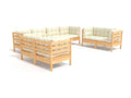 8-piece garden furniture set with cream cushions, solid pine wood BKEV33796