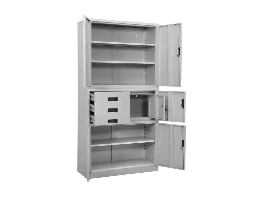 Armoire de bureau Gris clair 90x40x180 Acier 3 IEID68669