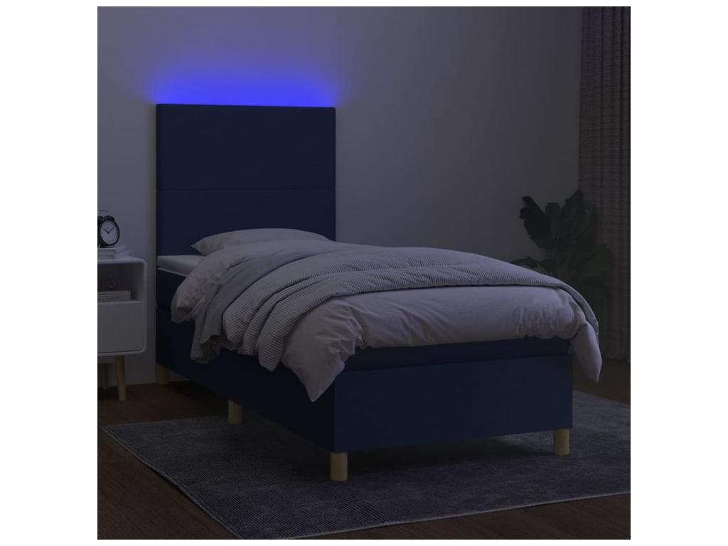 Dormeva bed base and mattress with blue LED lighting, 100x200 cm, ATKI92514 fabric