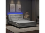 Bed frame with LED lighting, mattress not included, white, 140x190 cm KJXS55828
