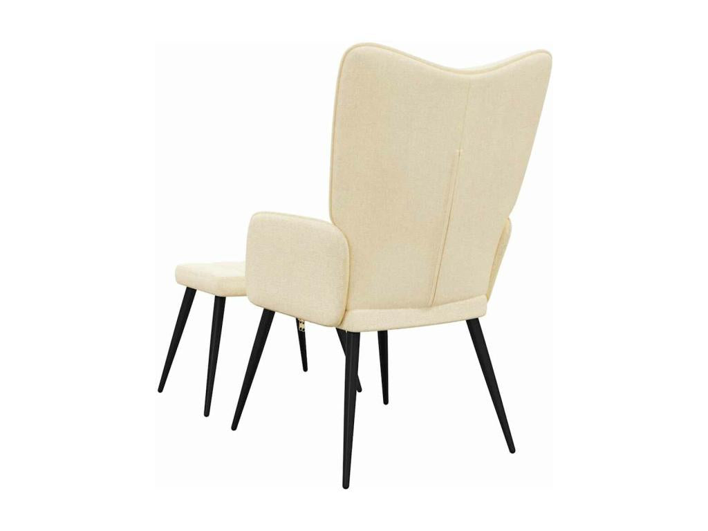 Relaxing armchair with footstool, cream fabric FPFQ42843
