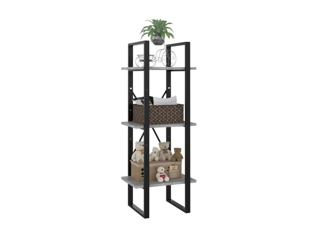 3-tier bookcase, concrete grey, 40x30x105 cm, AVSV51590