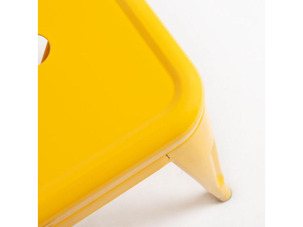 Low stool 45cm Kontoir in polished steel - Industrial and elegant design - Yellow color BFRS01985