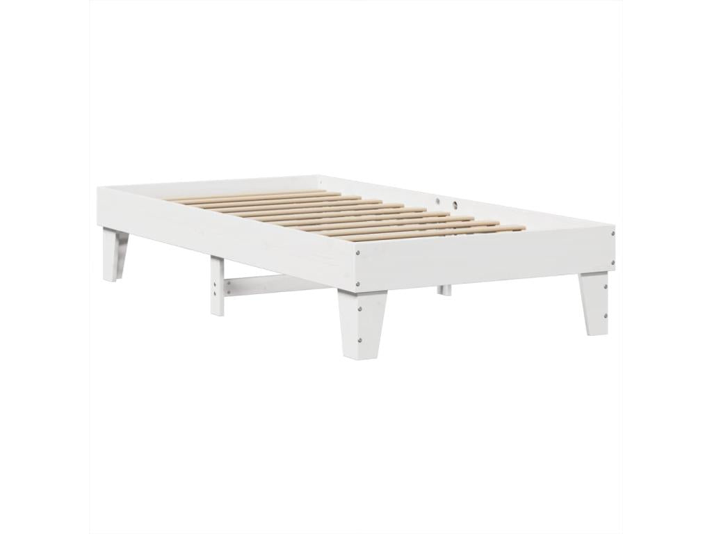 Bed frame without mattress, white, 75x190 cm, solid pine wood, LRUF10558