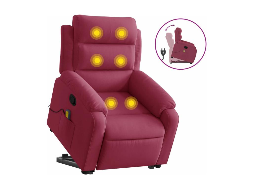 Reclining massage chair, burgundy red velvet, YNNI22081