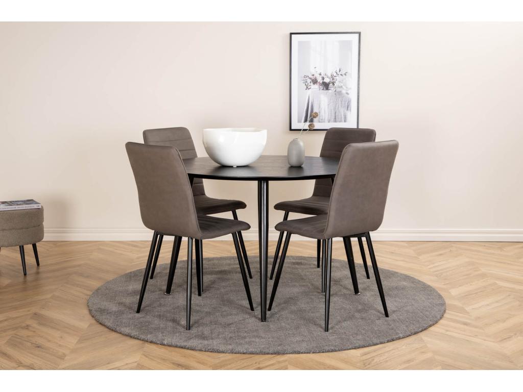 Dormeva 115BLBL black table and 4 Dormeva Lyx grey chairs. CSNV66285