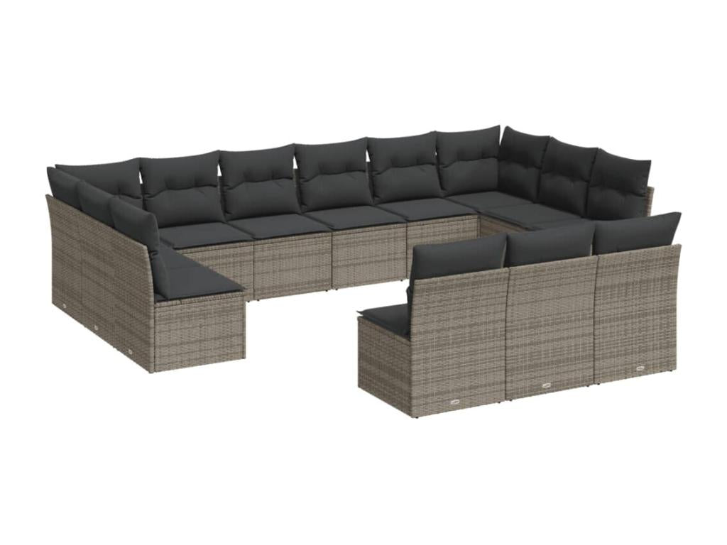 Garden furniture set with cushions, 13 pieces, grey woven resin SZDO79117