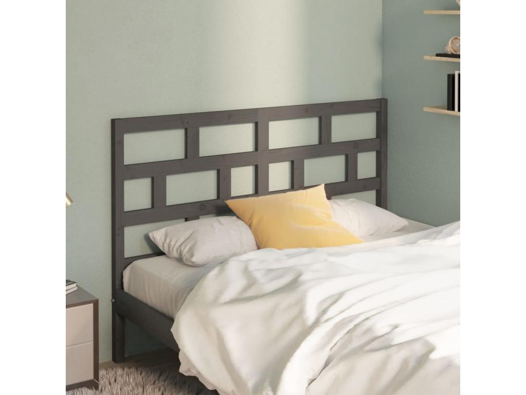 Grey Headboard 126x4x100 Solid Pine Wood 2 LGRZ61355